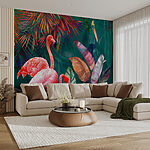 Fototapeten Rosa Flamingo mit langen Beinen