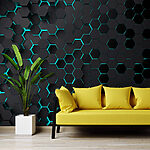 Fototapeten Schwarze und blaue Hexagone