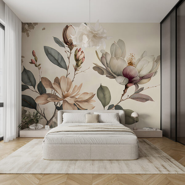 Fototapeten Die Magnolie blüht in anmutiger Eleganz
