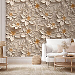 Fototapeten Kompliziertes Blumenmuster in Beige