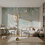 Fototapeten Gemälde eines Kaninchens auf einer Schaukel