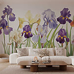 Fototapeten Gruppe von violetten und weißen Blumen