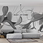 Fototapeten Schwarzes und weißes Bild eines gewirbelten Musters