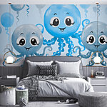 Fototapeten Gruppe von Tintenfischen mit Luftballons