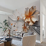 Fototapeten Elegantes florales Design mit fließenden Linien