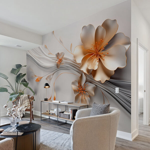 Fototapeten Elegantes florales Design mit fließenden Linien