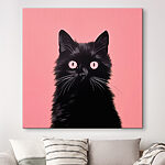Wandbilder Schwarze Katze mit rosa Augen