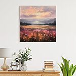 Wandbilder Blumenfeld mit Bergen im Hintergrund