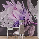 Fototapeten Wall murals Purple flower with newspaper
