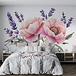 Fototapeten Aquarell von Blumen und Blättern