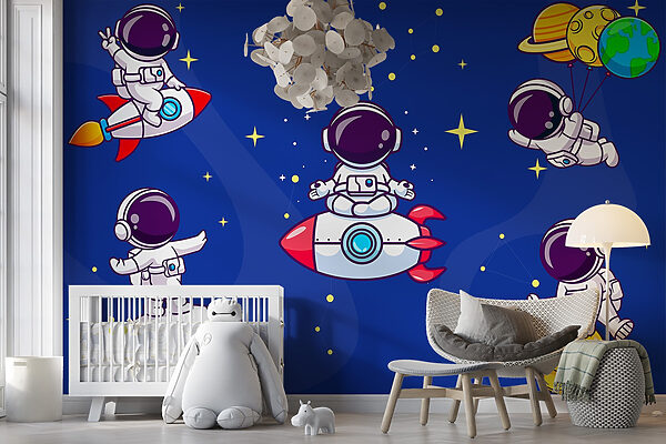 Cartoon-Astronaut im Weltraum Fototapeten Cartoon-Astronaut im Weltraum