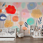 Fototapeten Bunte Blumen auf weißem Hintergrund