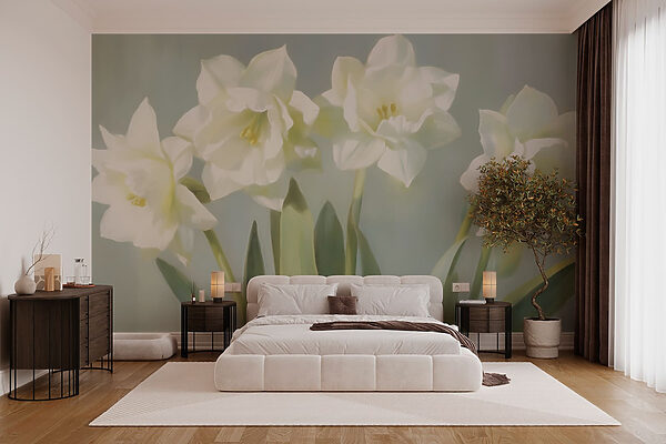 Fototapeten Gruppe von weißen Blumen