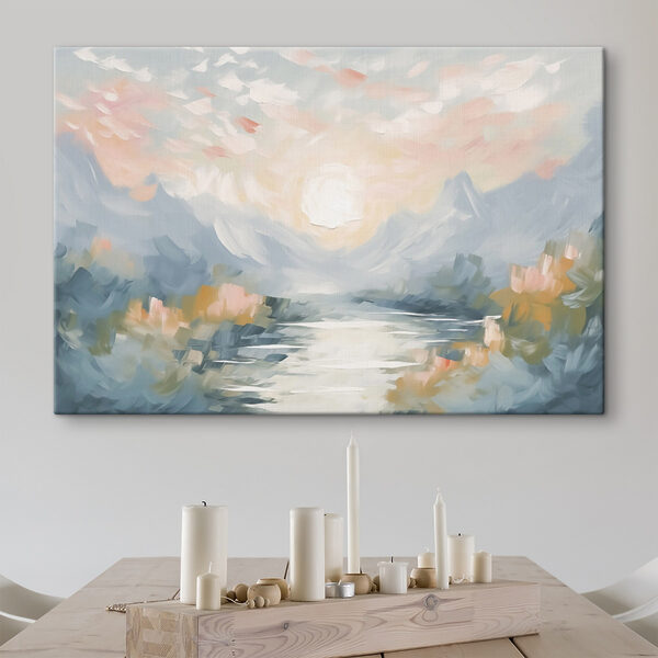 Gemälde von einem Fluss und Bergen Wandbilder Gemälde von einem Fluss und Bergen