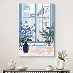 Wandbilder Fenster mit Blumen und Kerzen