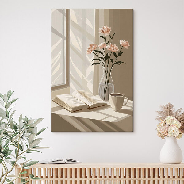 Buch und eine Vase mit Blumen Wandbilder Buch und eine Vase mit Blumen