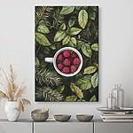 Wandbilder Becher mit Himbeeren in einem Baum
