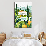 Wandbilder Haus mit Pool und Bäumen