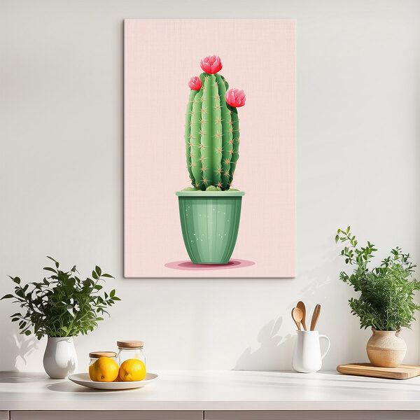 Kaktus mit Blumen in einem Topf Wandbilder Kaktus mit Blumen in einem Topf