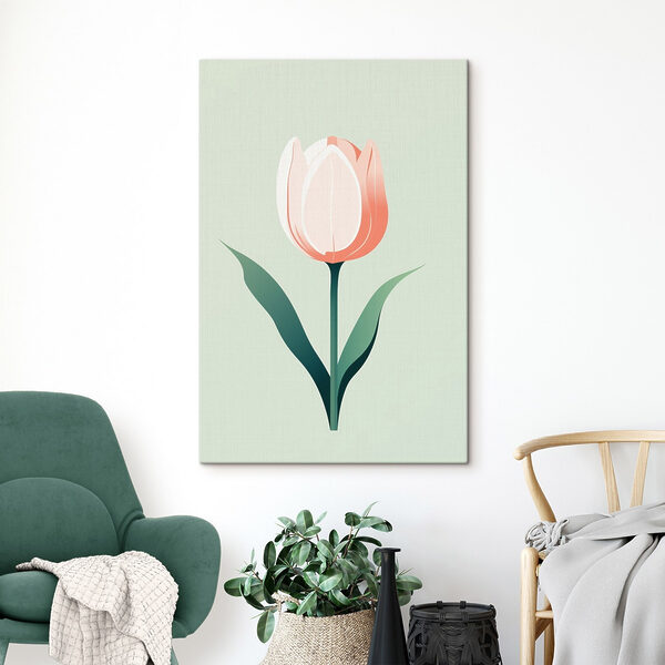 Rosa Blume mit grünen Blättern Wandbilder Rosa Blume mit grünen Blättern