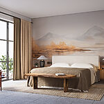 Fototapeten Wasser und Berge in der Ferne