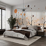 Fototapeten Malerei von Bäumen und Pflanzen