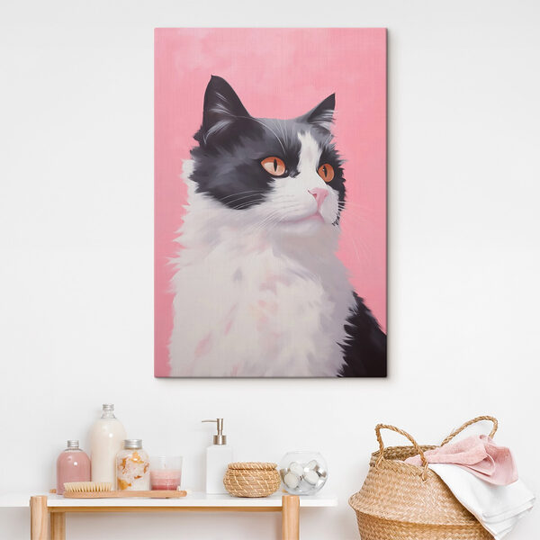 Schwarz-weiße Katze mit orangefarbenen Augen Wandbilder Schwarz-weiße Katze mit orangefarbenen Augen