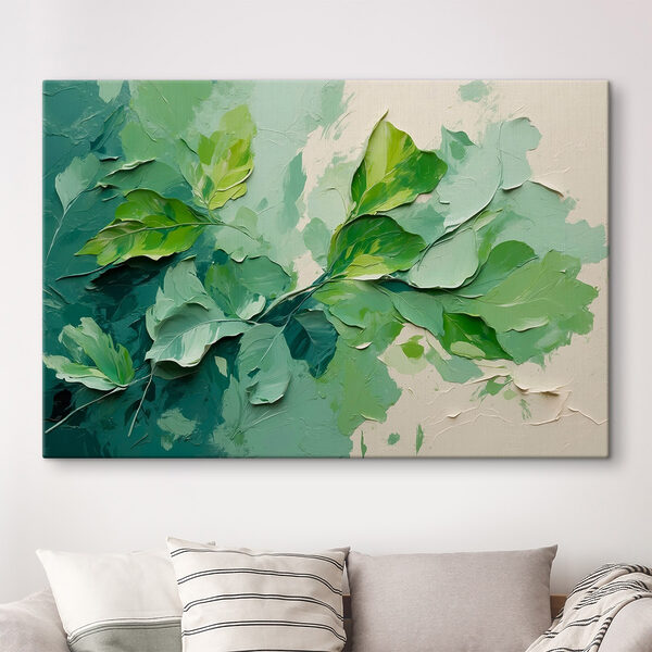 Gemälde von Blättern an einer Wand Wandbilder Gemälde von Blättern an einer Wand