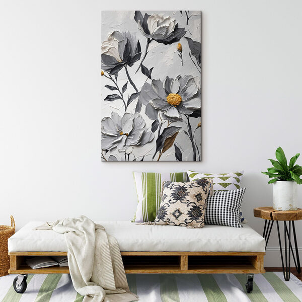 Malerei von Blumen auf einer weißen Fläche Wandbilder Malerei von Blumen auf einer weißen Fläche