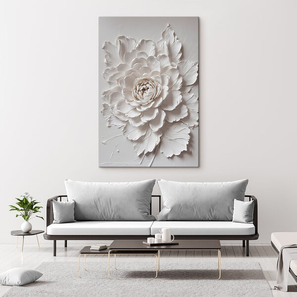 Weiße Blume mit Blättern Wandbilder Weiße Blume mit Blättern