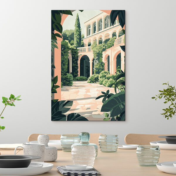 Gebäude mit einem Balkon und Pflanzen Wandbilder Gebäude mit einem Balkon und Pflanzen
