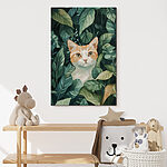 Wandbilder Katze im Laub