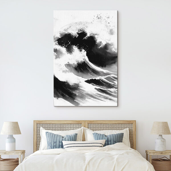 Schwarz-Weiß-Bild einer Welle Wandbilder Schwarz-Weiß-Bild einer Welle