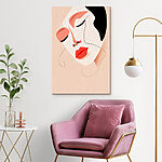 Wandbilder Frau mit roten Lippen und schwarzen Flecken im Gesicht