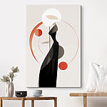 Wandbilder Frau in schwarzem Kleid und weißem Hut