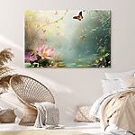 Wandbilder Schmetterling und Blumen in einem Wald