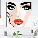Wandbilder Frau’s Gesicht mit Make-up und roten Lippen