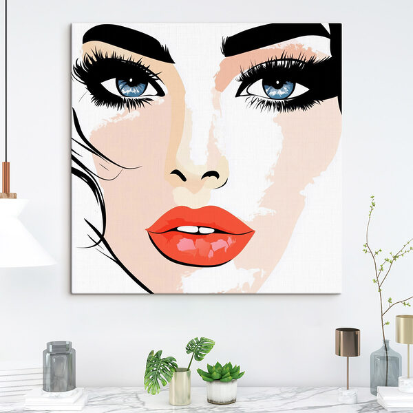 Frau’s Gesicht mit Make-up und roten Lippen Wandbilder Frau’s Gesicht mit Make-up und roten Lippen