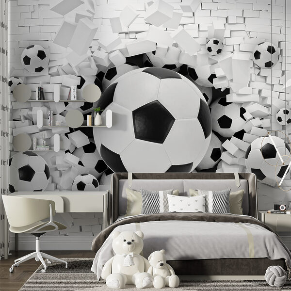 Fototapeten Fußbälle platzen durch die Wand