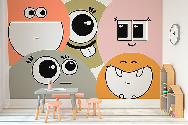 Gruppe von Cartoon-Gesichtern Fototapeten Gruppe von Cartoon-Gesichtern