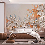 Fototapeten Gemälde mit Blumen an einer Wand