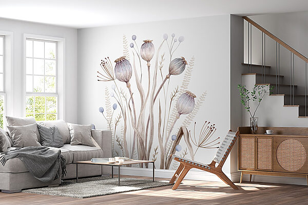 Aquarellmalerei von Blumen und Pflanzen Fototapeten Aquarellmalerei von Blumen und Pflanzen