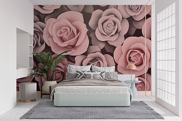 Gruppe von rosa Rosen Fototapeten Gruppe von rosa Rosen