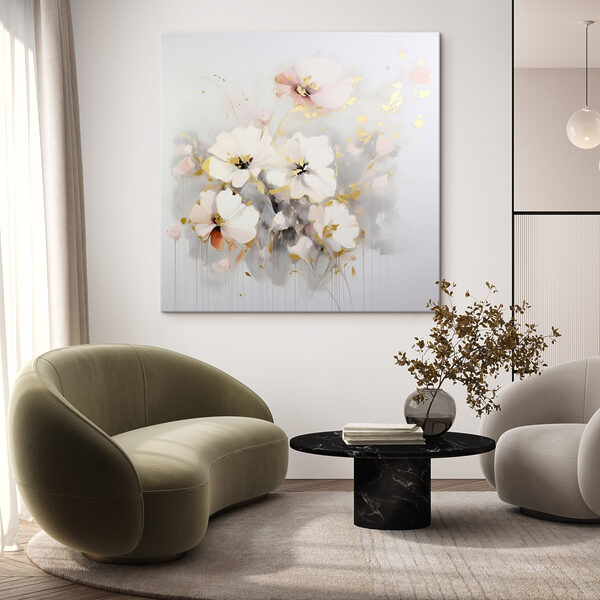 Malerei von Blumen auf einer weißen Fläche Wandbilder Malerei von Blumen auf einer weißen Fläche