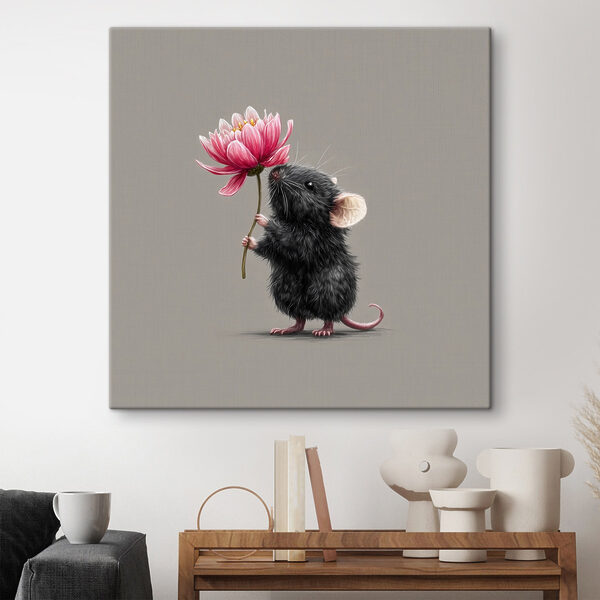 Maus hält eine Blume Wandbilder Maus hält eine Blume