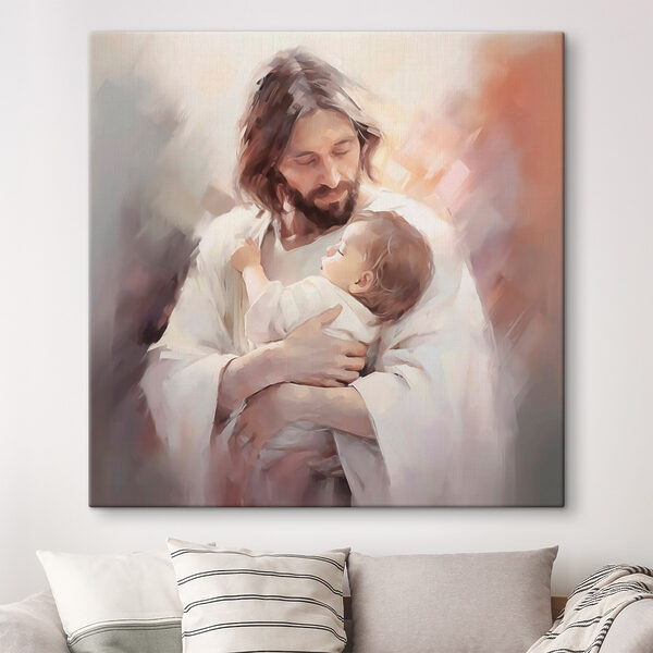 Gemälde eines Mannes, der ein Baby hält Wandbilder Gemälde eines Mannes, der ein Baby hält