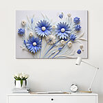 Wandbilder Blaue und weiße Papierblumen