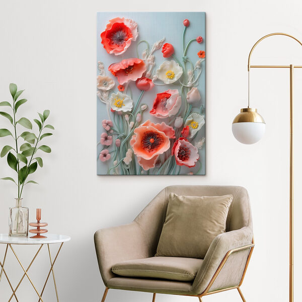 Gruppe von Blumen auf einer weißen Fläche Wandbilder Gruppe von Blumen auf einer weißen Fläche