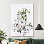 Wandbilder Glas mit Eis und Limette obenauf