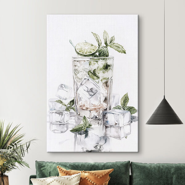 Glas mit Eis und Limette obenauf Wandbilder Glas mit Eis und Limette obenauf